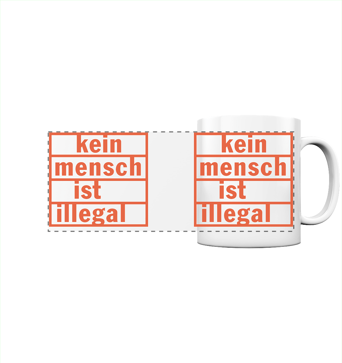 Kein Mensch ist illegal (Orange) - Panorama-Tasse