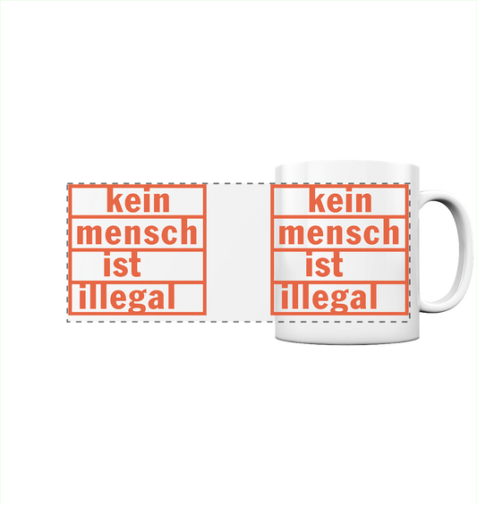 Kein Mensch ist illegal (Orange) - Panorama-Tasse